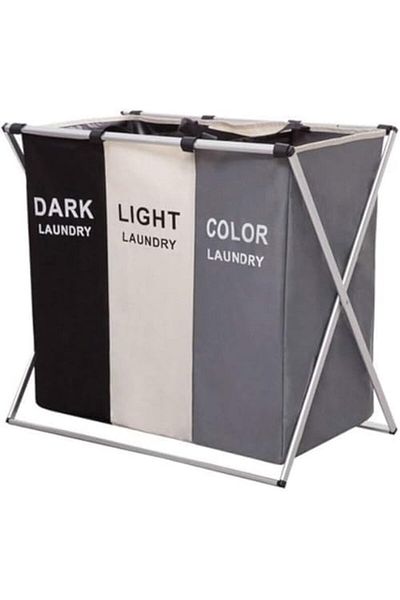 ماركة غير محددة Yontree Imagine Orange Large Foldable Laundry Basket with 3 Compartments with Handle for Bathroom, B