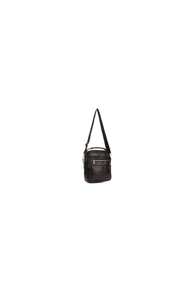 Newish Men's Black Khaki Leather Cross Strap Hand and Shoulder Bag