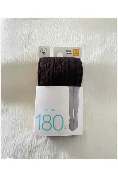 DÜVEN Chestnut Color Knitwear Toe Durable Patterned Children's Pantyhose - (Thick Bottom Pantyhose)