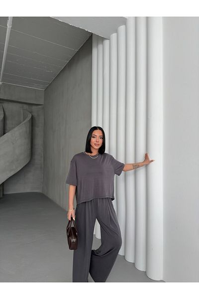ossons Modal Crew Neck Wide Leg Suit