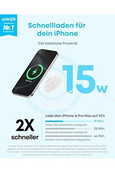 Anker MagSafe Charger Pad Compatible, MagGo iPhone 16 Wireless Charging Pad, Qi2 Certified 15W Wirel