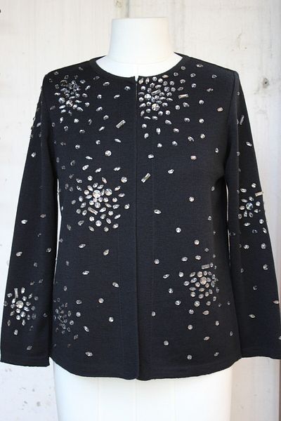 trikobis Serpme Crystal Stone Embroidered Detail Special Design Wool Knitted Jacket