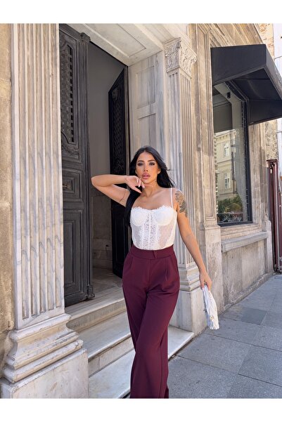 CARLA MARA Likralı Cırtlı Palazzo Pantolon