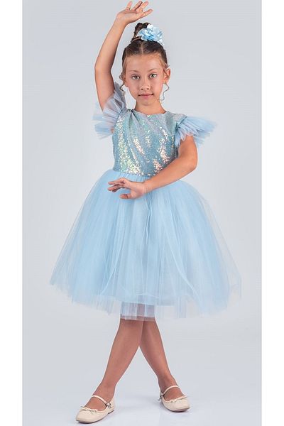 Mnk Baby&Kids Tulle Girl's Kpl Dress Mnk0526 Blue