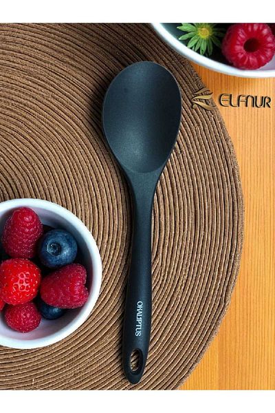 elfnur 30 cm Heat Resistant Fireproof Non-Stick Hard Tip Large Silicone Cooking Spoon