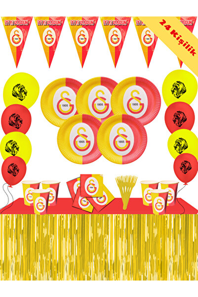 snowparty GaLaTasaraY Metalize Masa Etekli 24 Kişilik Doğum Günü Parti Seti