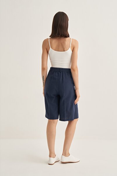 EBU Prive Kadın Organik Pamuk Bermuda Şort Lacivert
