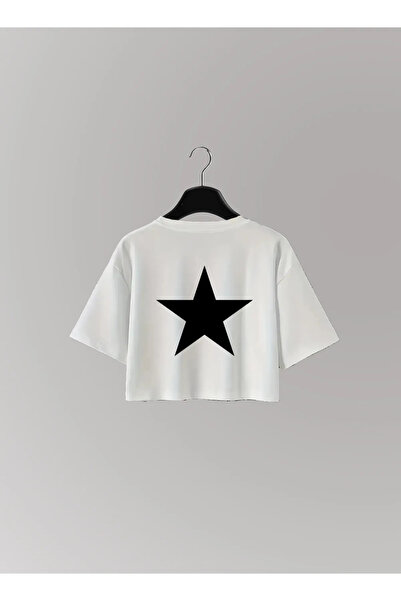 haha Star Back Printed Crop T-Shirt for Women