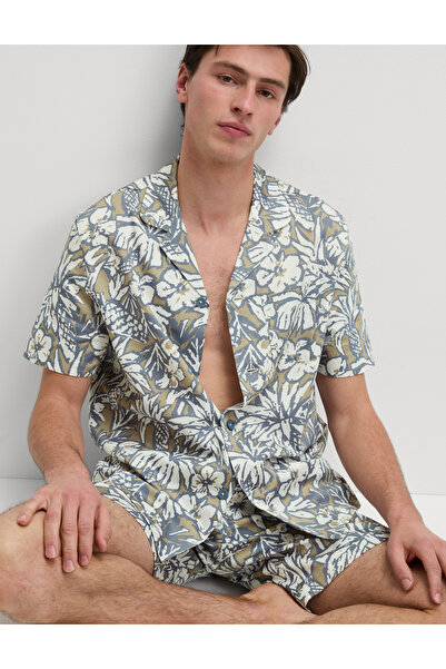 Marks & Spencer Saf Pamuklu Tropikal Desenli Pijama Takımı