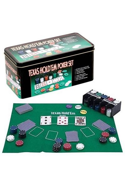 instastore Black Texas Hold'e Poker Set 200, chips and cards