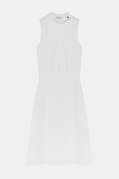 W Collection KIRIK BEYAZ MİDİ ELBİSE
