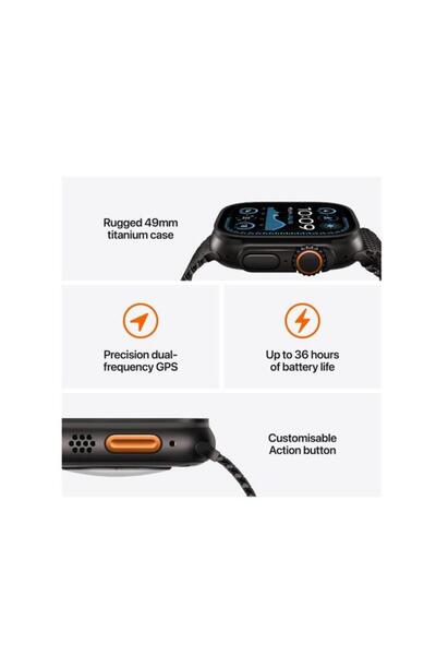 Apple Smartwatch Watch Ultra 2 GPS + Cellular, 49mm Titanium Case with Milanese Loop, Small (Black)