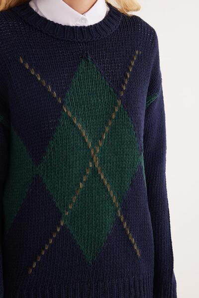 Tudors Women's Regular Fit Classic Cut Crew Neck Navy Blue Sweater