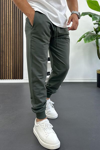 Edwox Men's Regular Fit Narrow Leg Elastic Leg Sweatpants Green Edw406