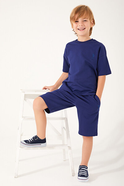 U.S. Polo Assn. U.S. Polo Assn the Shape of the Tiny Navy Blue Boys' Bermuda Set