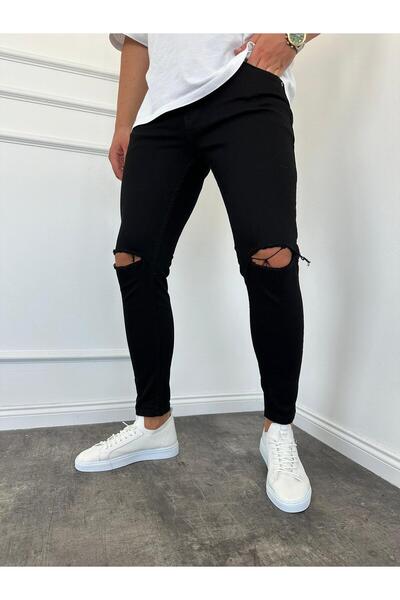 KağanKY Blugi negri rupti slimfit