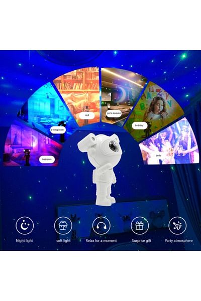 MACON 5W Astronaut Starry Sky Projection Lamp USB Night Light (White)