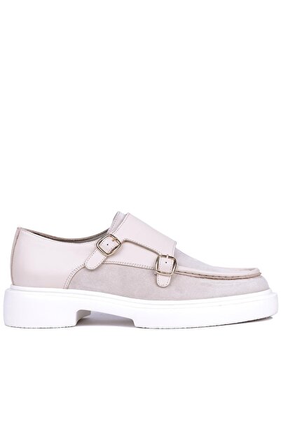 Shoetyle - Beige Genuine Suede, Leather Buckle Men's Classic Shoes 115-K575