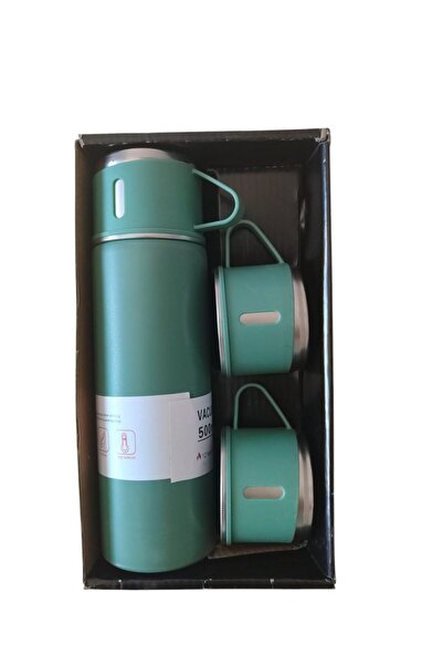 FAMEMUS ACCESSORY ترمس ستيل 500 مل مع كوبين احتياطيين للحفاظ على المنتج الساخ...