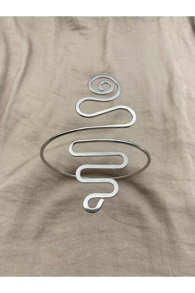 Hedef Bijuteri سوار بازو بذراع قابل للتعديل باللون الفضي على شكل حلزوني، أكما...