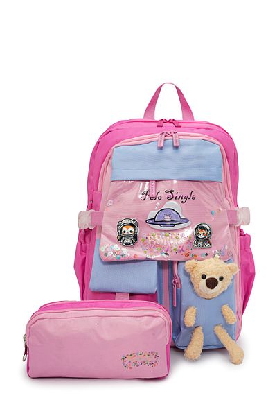 eBavul Teddy Bear Detailed Girl's Primary School Bag Set