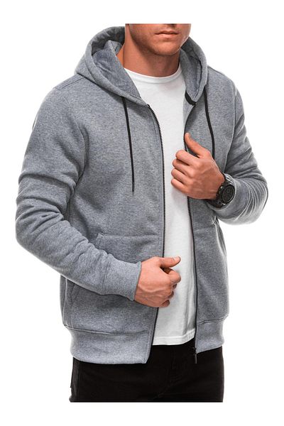 Edoti Men's zip-up hoodie BASIC EM-SSBZ-0101 Gray melange