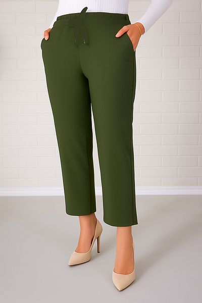 VOICTEC Plus Size Bell Fabric Pocket Carrot Pants with Elastic Waist