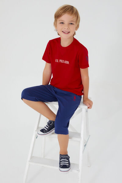 U.S. Polo Assn. U.S. Polo Assn Dark Red Texture Red Boys' Capri Suit