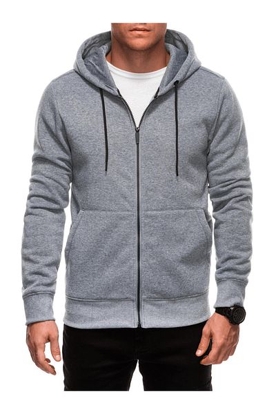 Edoti Men's zip-up hoodie BASIC EM-SSBZ-0101 Gray melange