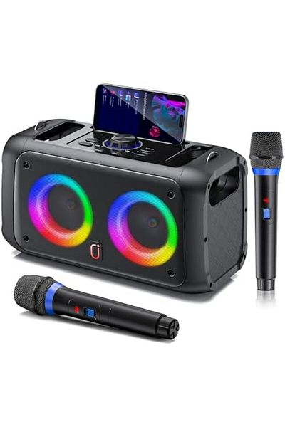 JYX Karaoke Machine with 2 Wireless Microphones, Portable Bluetooth Speaker for Adults & Kids, PA Sy