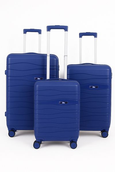 Mnuk Viajero Set of 3 Luggage with Anti-Theft Zipper, TSA Lock, PP Material| Size 28/24/20- Blue