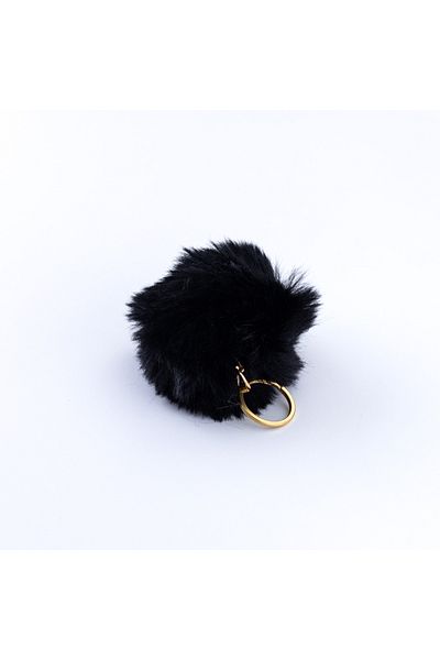Bimotif Plush Pompon Keychain, Black