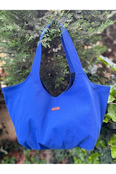 Handmade By MBK PAMUK GABARDİN KUMAŞ HEYBE ÇANTA-LACİVERT DÜZ