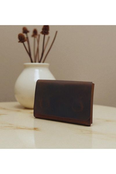 CRONDER Genuine Leather Magnet Men's Card Holder - Handmade 10-Piece Wallet