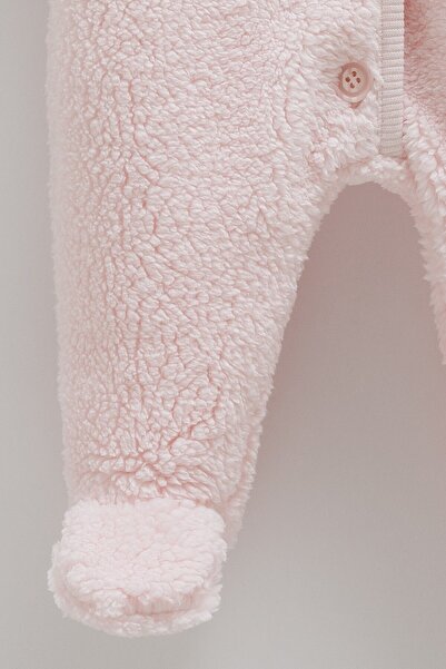 Caramell Welsoft 100% Cotton Baby Girl Plush Jumpsuit – Hooded, (1-12 Months)