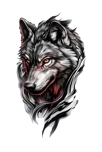 MegaSticker Düşünceli Kurt Sticker Araba, Motorsiklet, Kask, Laptop, Cam Stic...