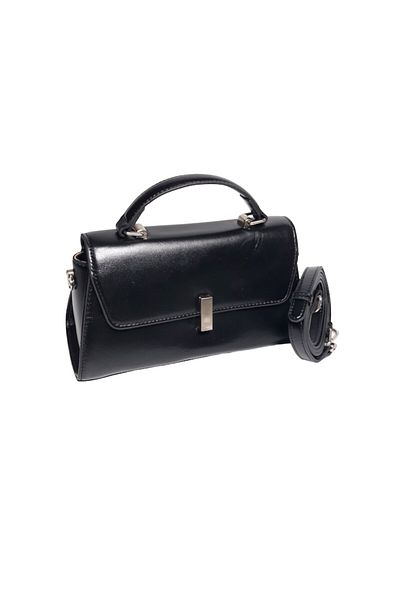 L-line fashion Women's bag, small, made of genuine leather, black, 22x13x9