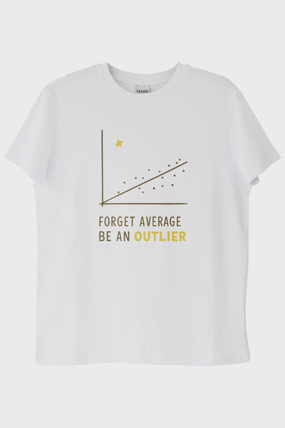 NUUGG كن لا تُنسى: تي شيرت أبيض بسيط مع رسالة Be an Outlier
