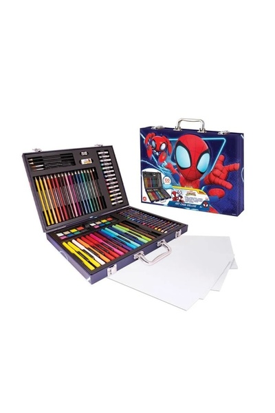 divendi-ro Kit de colorat Deluxe, Model Spiderman, 100 de accesorii, 3 ani+, 40x5x28 cm, roșu/albastru