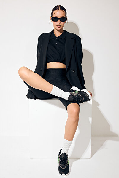 PowerSpeed Unisex Siyah File Poli Taban Yüksek Taban Şeritli Bağcıklı Spor Ayakkabı