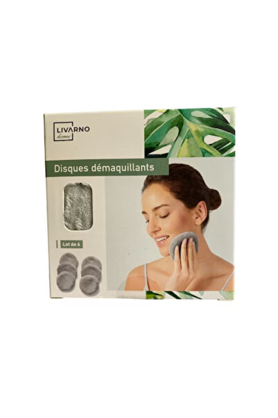 LIVARNO Set 6 dischete demachiante lavabile si reutilizabile, gri, poliester