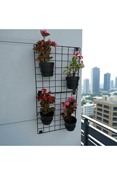 decorelax 2'li 33x33 Dekoratif Hasır Tel Duvar Paneli 4 saksılı