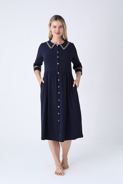 ROMEO LİFE Women's Cotton Lycra Buttoned Dress 8019