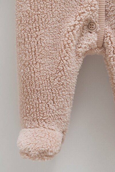 Caramell Welsoft 100% Cotton Baby Girl Plush Jumpsuit – Hooded, (1-12 Months)