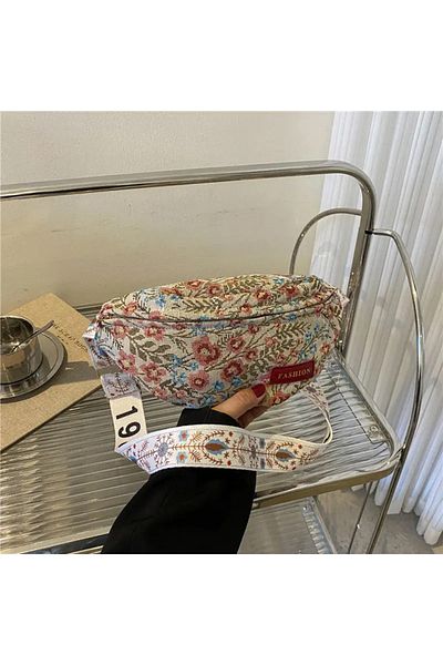 seltuğ Vintage Floral Canvas Crossbody Bag