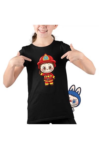 OEM Labubu Firefighter Kids Girls T-Shirt