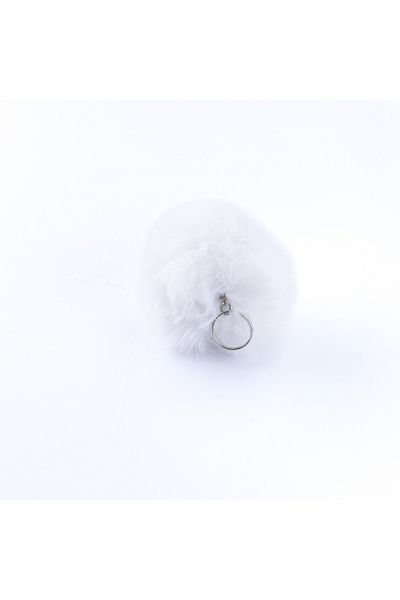 Bimotif Plush Pompon Keychain, White
