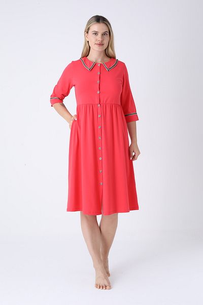 ROMEO LİFE Women's Cotton Lycra Buttoned Dress 8019