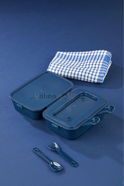 ALİNA HOME Rectangular Lunch Box Space Model with Self-Spoon