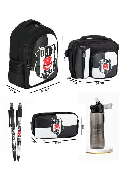 Beşiktaş Officially Licensed Back to School Set (Bag + Nutrition + Pen Holder + Water Bottle + 2-Piece 0.7 Tip Pen)